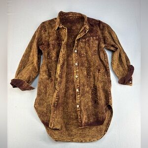 THRILL Vintage Style Distressed Oversized Brown Shirt
